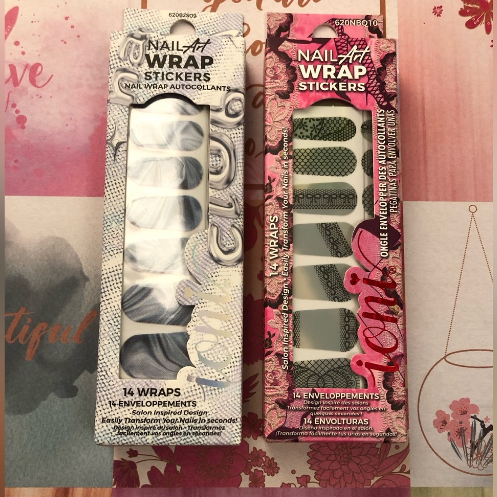 Nail Wraps Marble Prints and Lace Prints in Black, Grey, White NEW (2 Packs)